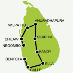 Family tour in Sri Lanka tour map