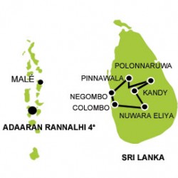 Sri lanka and Maldives tour map